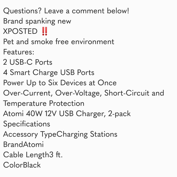 Atomi 40W 12V USB Charger, 2-pack new - Picture 8 of 8